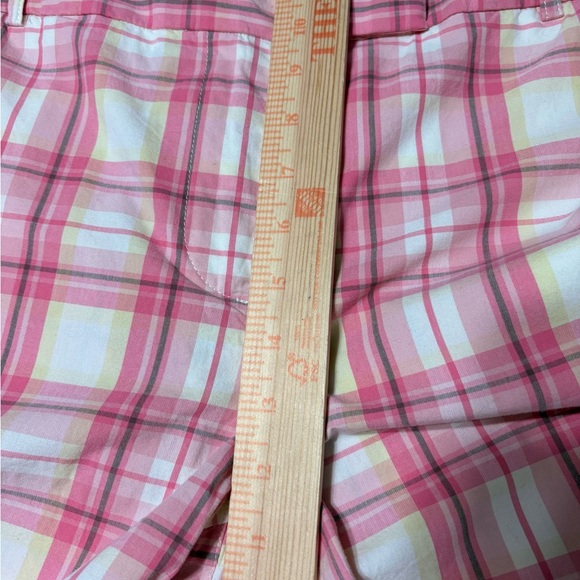 Talbots Vibrant Pink and Yellow Plaid Walking Shorts Pockets Side and Back. 10 - Picture 7 of 10